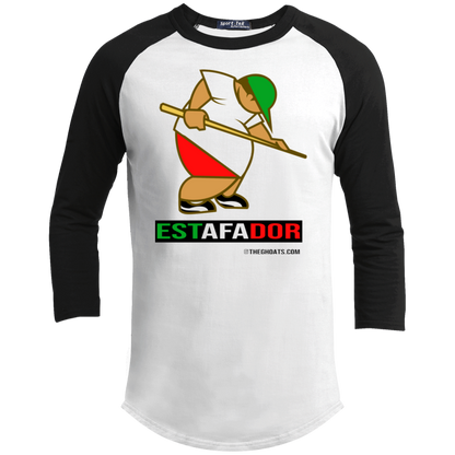 The GHOATS Custom Design. #30 Estafador. (Spanish translation for Male Hustler). Youth 3/4 Raglan Sleeve Shirt