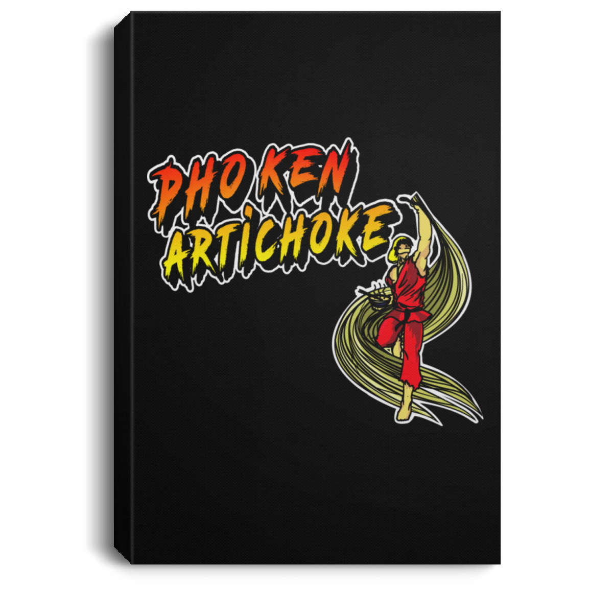 ArtichokeUSA Custom Design. Pho Ken Artichoke. Street Fighter Parody. Gaming. Portrait Canvas .75in Frame