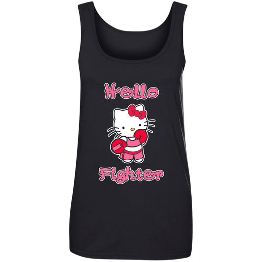 Artichoke Fight Gear Custom Design #13. Hello Fighter. Hello Kitty Parody Fan Art. MMA. Ladies' 100% Ringspun Cotton Tank Top
