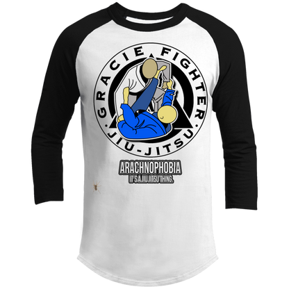 Artichoke Fight Gear Custom Design #1. Arachnophobia: Fear of Spiders. Spider Guard. It's a Jiu Jitsu Thing. 3/4 Raglan Sleeve Shirt