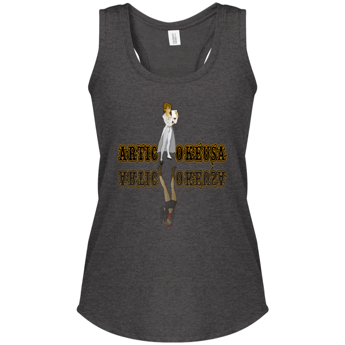 ArtichokeUSA Custom Design. Façade: (Noun) A false appearance that makes someone or something seem more pleasant or better than they really are.  Ladies' Tri Racerback Tank