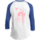 OPG Custom Design #10. Lady on Front / Flag Pole Dancer On Back. Youth 3/4 Raglan Sleeve Shirt