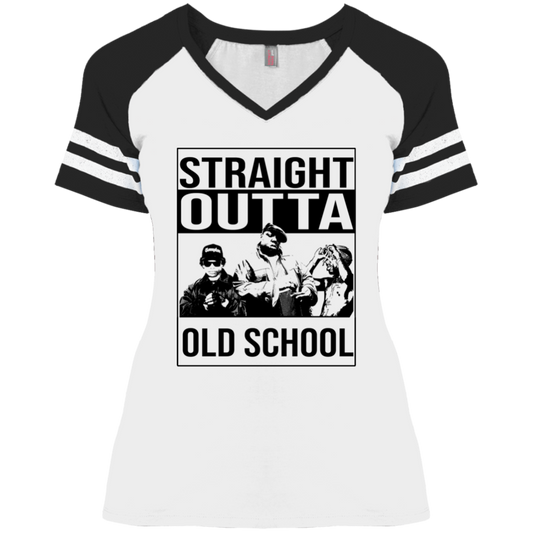 ArtichokeUSA Custom Design. Straight Outta Old School. The GOATs of Rap. Ladies' Game V-Neck T-Shirt