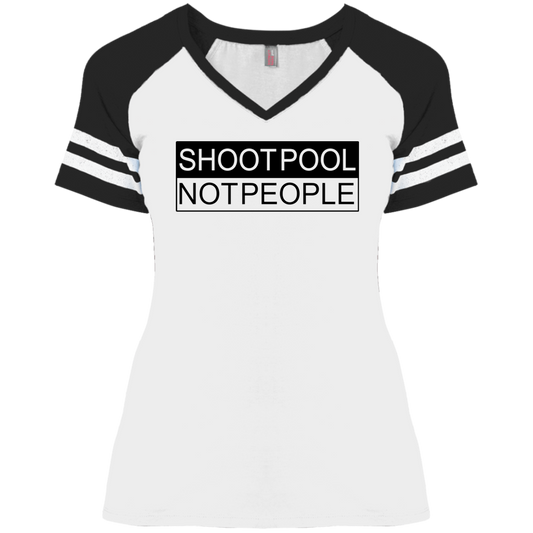 The GHOATS Custom Design. #26 SHOOT POOL NOT PEOPLE. Ladies' Game V-Neck T-Shirt