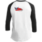 OPG Custom Design #12. American Golfer. Female Edition. 3/4 Raglan Sleeve Shirt 100% Ringspun Combed Cotton