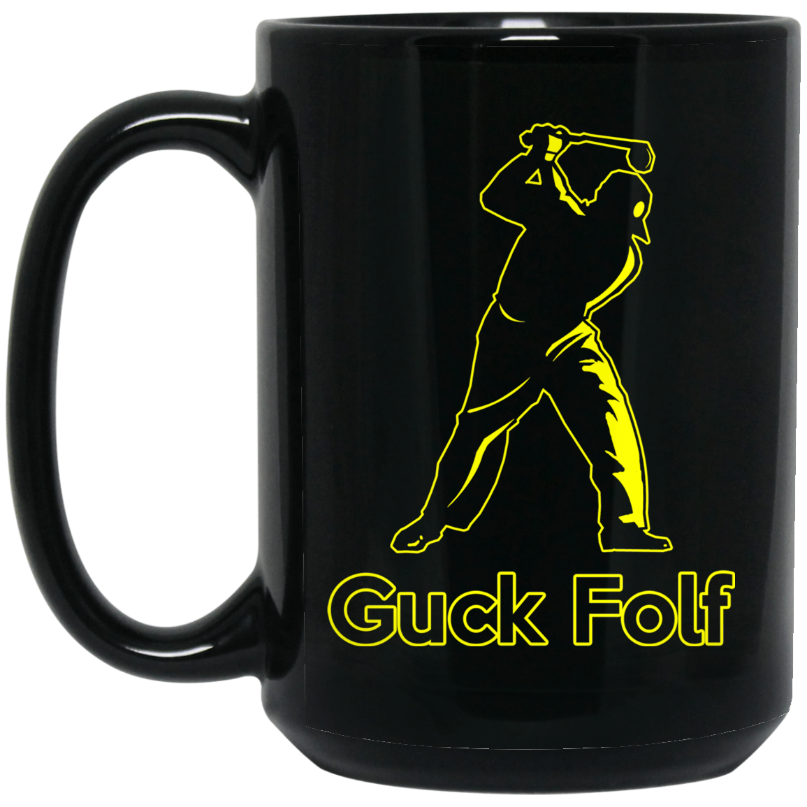 OPG Custom Design #19. GUCK FOLF! Men's Edition. 15 oz. Black Mug