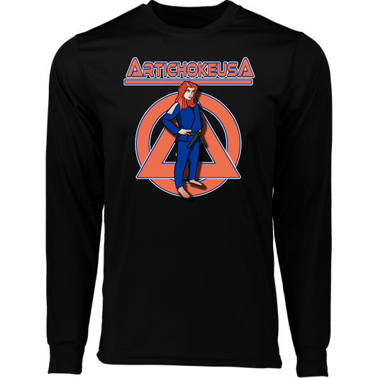 ArtichokeUSA Character and Font design. Let's Create Your Own Team Design Today. Amber. Long Sleeve Moisture-Wicking Tee