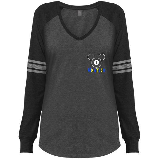 The GHOATS Custom Design #20. Look at the back. Hustle Mouse. Mickey Mouse Fan Art. Ladies' Sports Team Style V-Neck Long Sleeve
