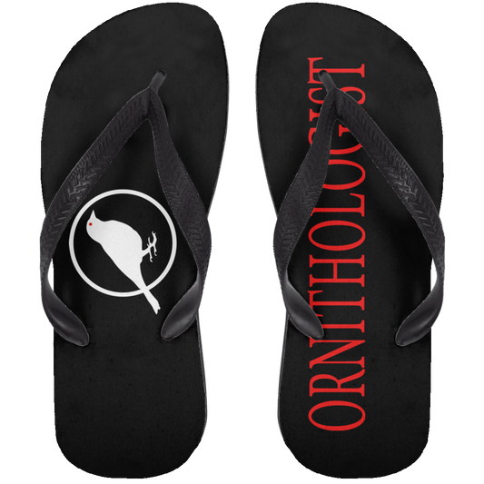 OPG Custom Design #24. Ornithologist. A person who studies or is an expert on birds. Adult Flip Flops