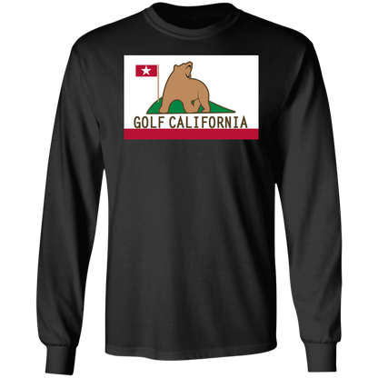 OPG Custom Design #14. Golf California. California State Flag. 100% Cotton Long Sleeve T-Shirt