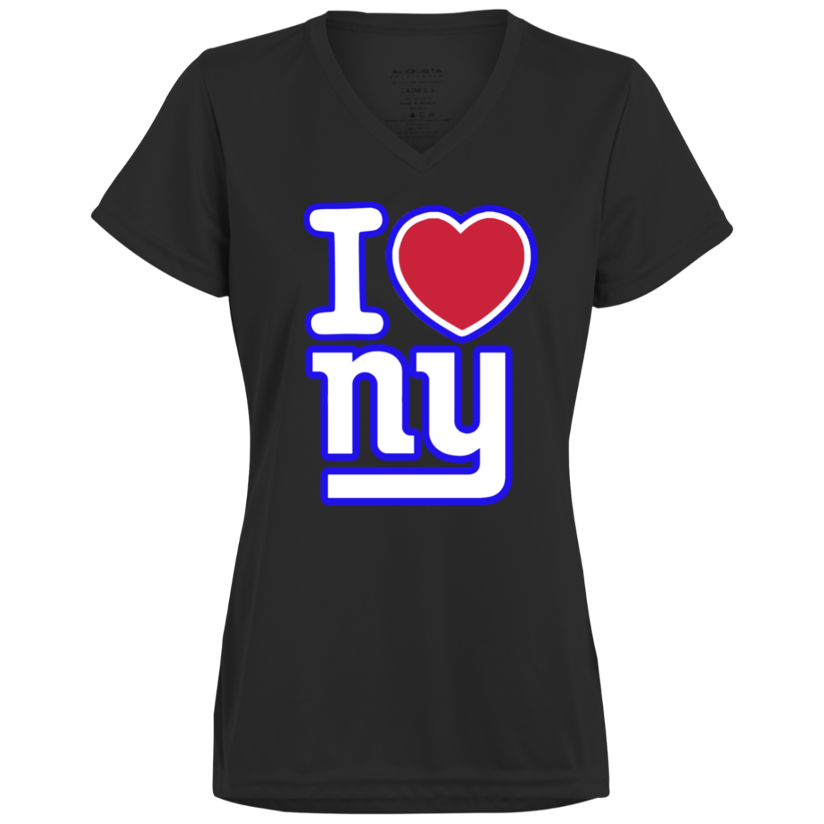 ArtichokeUSA Custom Design. I heart New York Giants. NY Giants Football Fan Art. Ladies’ Moisture-Wicking V-Neck Tee