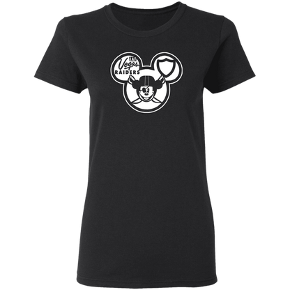 ArtichokeUSA Custom Design. Las Vegas Raiders & Mickey Mouse Mash Up. Fan Art. Parody.  Ladies' Basic 100% Cotton T-Shirt