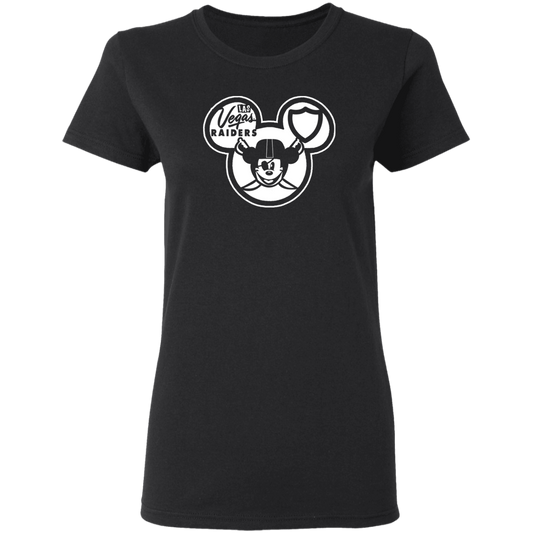 ArtichokeUSA Custom Design. Las Vegas Raiders & Mickey Mouse Mash Up. Fan Art. Parody.  Ladies' Basic 100% Cotton T-Shirt