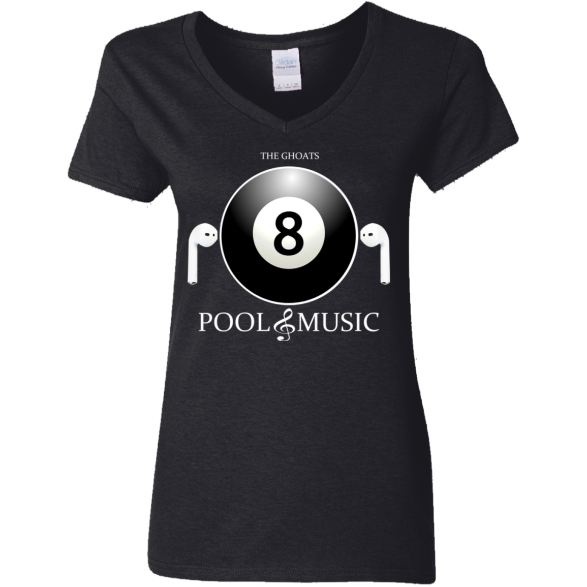 The GHOATS Custom Design. #19 Pool & Music. Ladies' Basic V-Neck T-Shirt