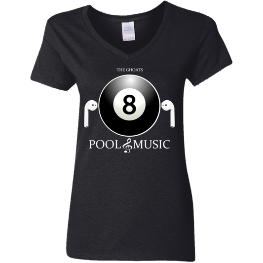 The GHOATS Custom Design. #19 Pool & Music. Ladies' Basic V-Neck T-Shirt