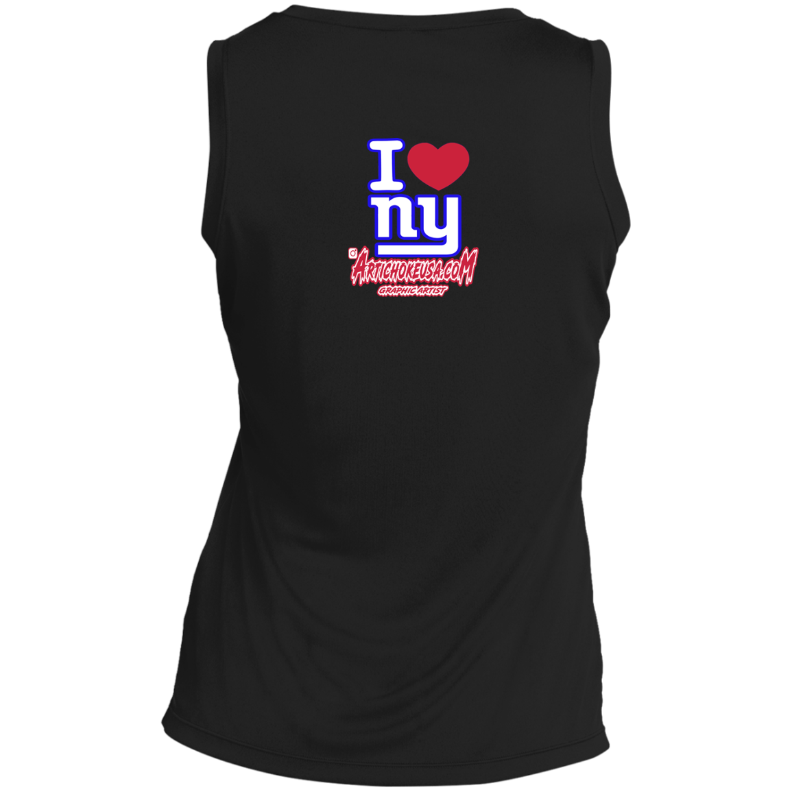 ArtichokeUSA Custom Design. I heart New York Giants. NY Giants Football Fan Art. Ladies' Sleeveless V-Neck