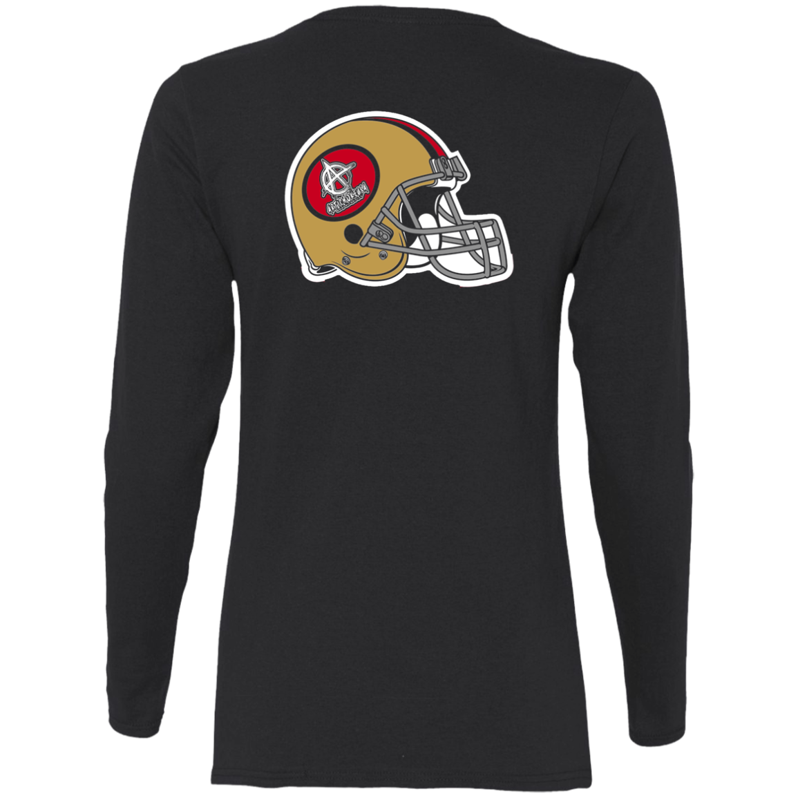 ArtichokeUSA Custom Design #50. 9ers Love. SF 49ers Fan Art. Let's Make Your Own Custom Team Shirt. Ladies' 100% Cotton Long Sleeve T-Shirt