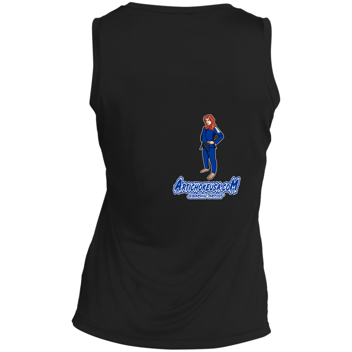 ArtichokeUSA Character and Font design. Let's Create Your Own Team Design Today. Amber. Ladies' Sleeveless V-Neck