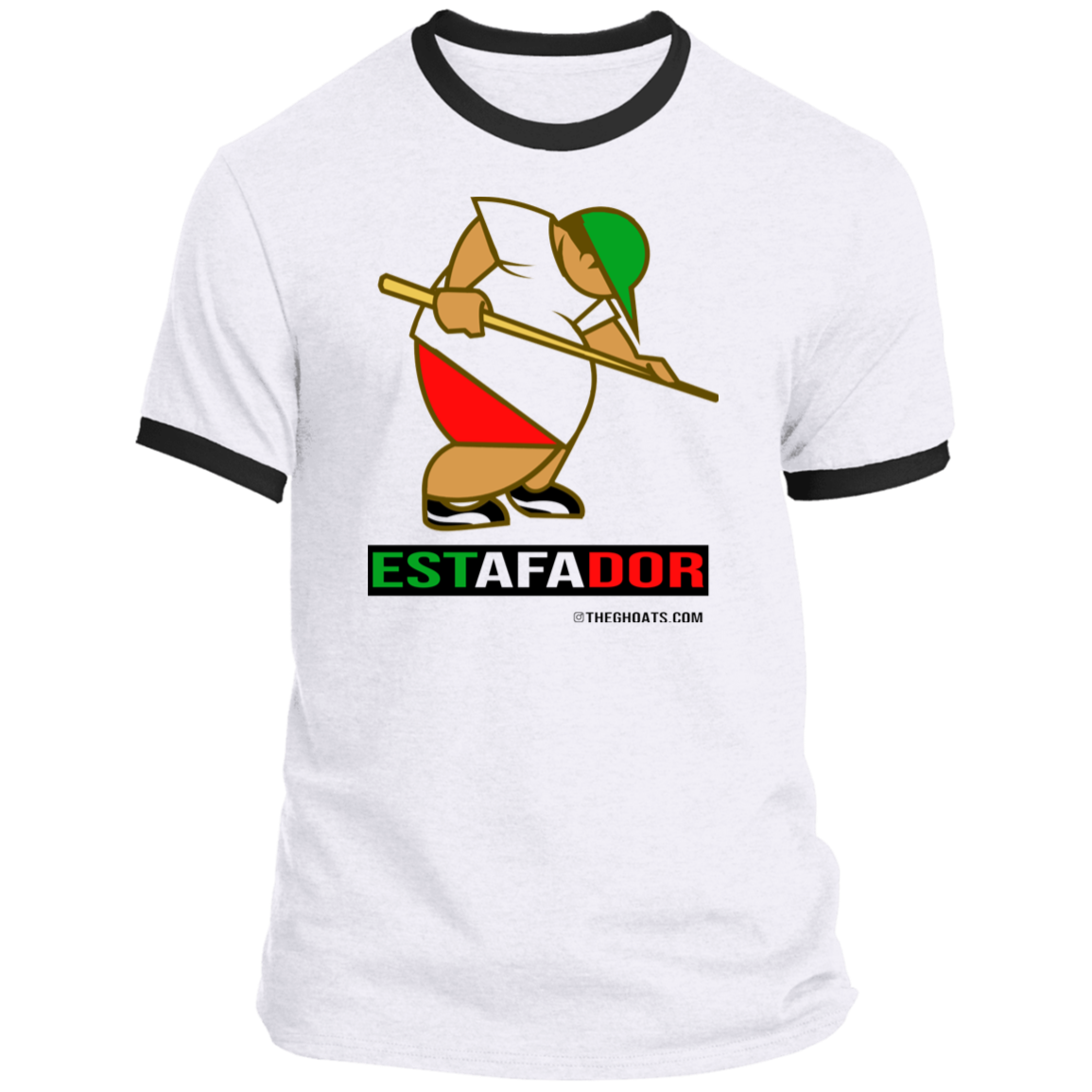 The GHOATS Custom Design. #30 Estafador. (Spanish translation for Male Hustler). Ringer Tee