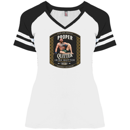 Artichoke Fight Gear Custom Design #15. Proper Quitter. Ladies' Game V-Neck T-Shirt