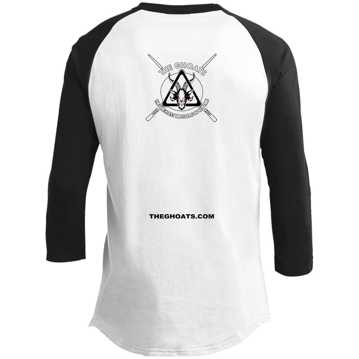 The GHOATS Custom Design #17. Inches From Greatness. Youth 3/4 Raglan Sleeve Shirt