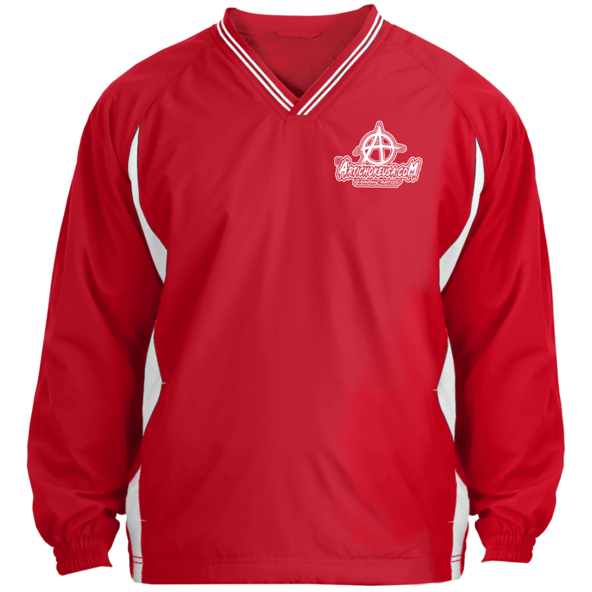Embroidered Tipped V-Neck Windshirt