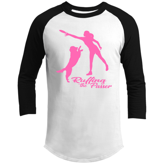 ArtichokeUSA Custom Design. Ruffing the Passer. Labrador Edition. Female Version. 3/4 Raglan Sleeve Shirt