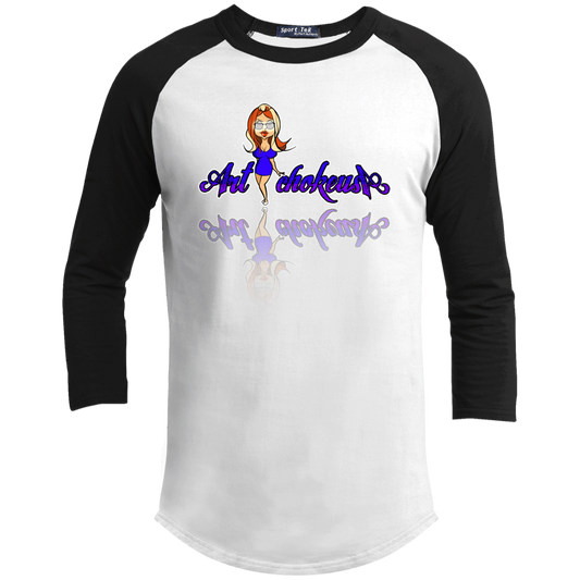 ArtichokeUSA Character and Font Design. Let’s Create Your Own Design Today. Blue Girl. Youth 3/4 Raglan Sleeve Shirt