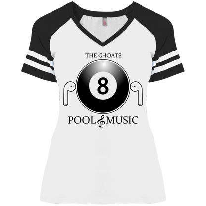 The GHOATS Custom Design. #19 Pool & Music. Ladies' Game V-Neck T-Shirt