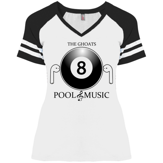 The GHOATS Custom Design. #19 Pool & Music. Ladies' Game V-Neck T-Shirt