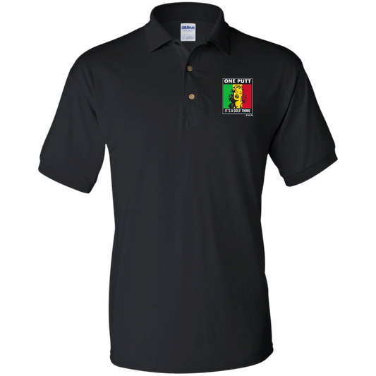 OPG Custom Design #22. One Putt / One Love Parody with Fan Art. Female Edition. Jersey Polo Shirt