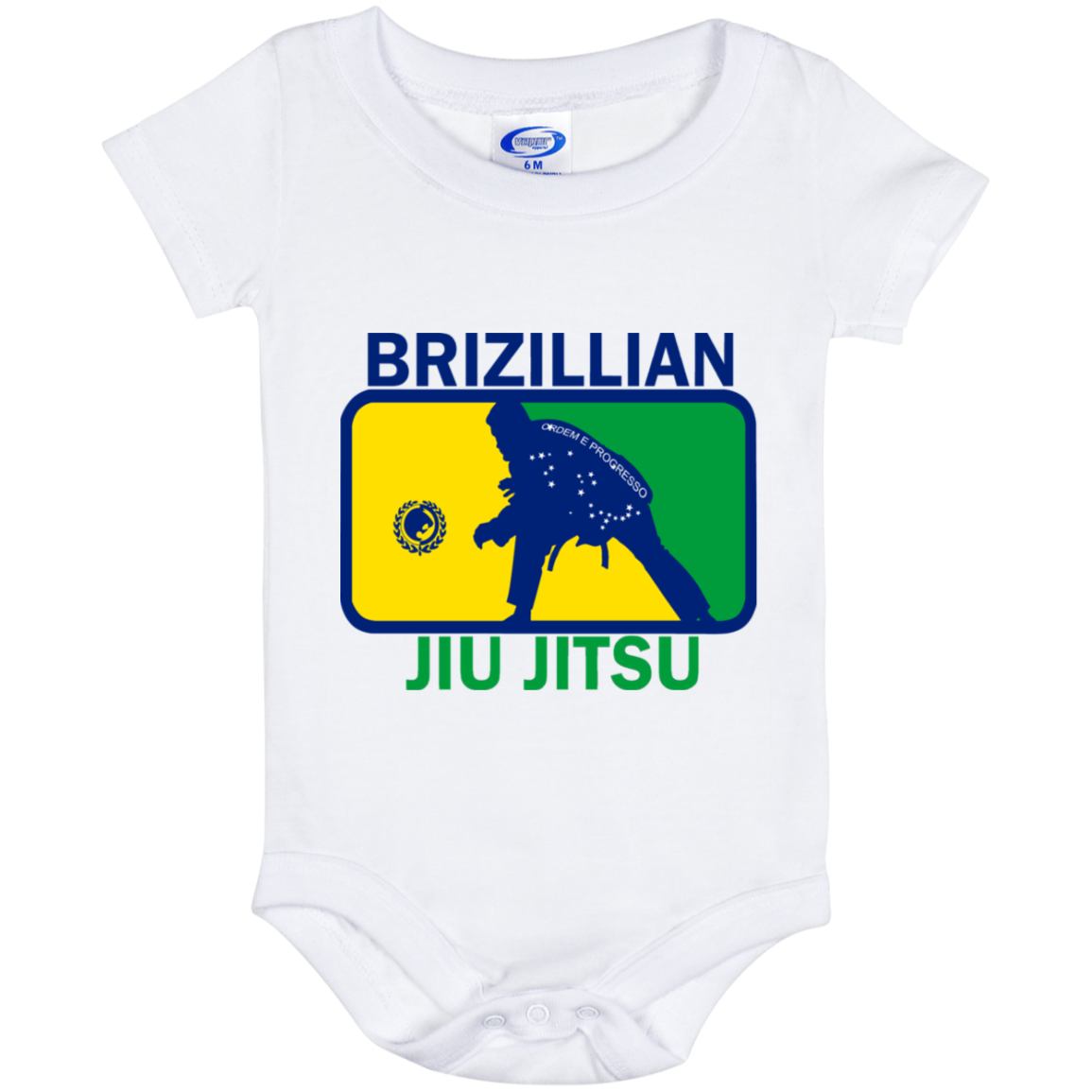 Artichoke Fight Gear Custom Design #5. BJJ MLB Brazil Flag Colors. Parody v2. Baby Onesie 6 Month