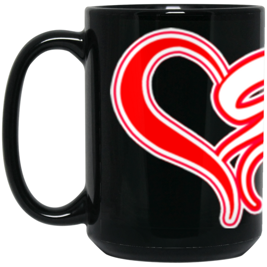 ArtichokeUSA custom design #50. 9ers Love. SF 49ers parody. Sports. 15 oz. Black Mug