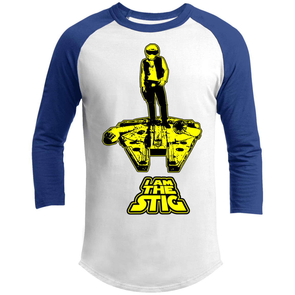 ArtichokeUSA Custom Design. I am the Stig. Han Solo / The Stig Fan Art. 3/4 Raglan Sleeve Shirt