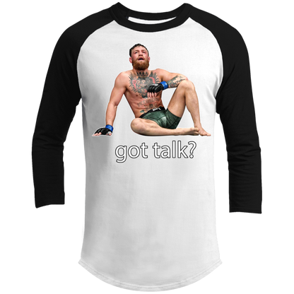 Artichoke Fight Gear Custom Design #10. Got Talk? 3/4 Raglan Sleeve Shirt