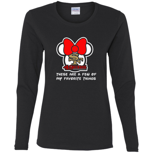 ArtichokeUSA Custom Design #51. These are a few of my favorite things. SF 49ers/Hello Kitty/Mickey Mouse Fan Art. Ladies' 100% Cotton Long Sleeve T-Shirt
