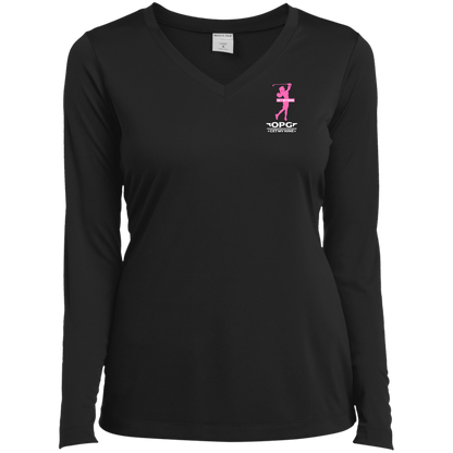 OPG Custom Design #16. Get My Nine. Female Version. Ladies’ Long Sleeve Performance V-Neck Tee