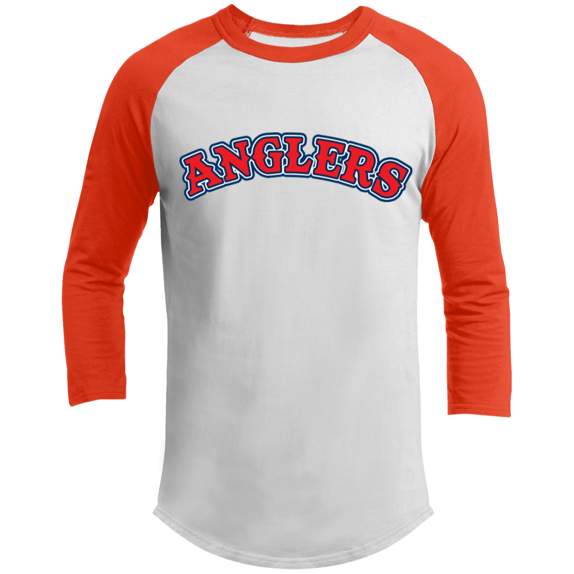 ArtichokeUSA Custom Design. Anglers. Southern California Sports Fishing. Los Angeles Angels Parody. 3/4 Raglan Sleeve Shirt