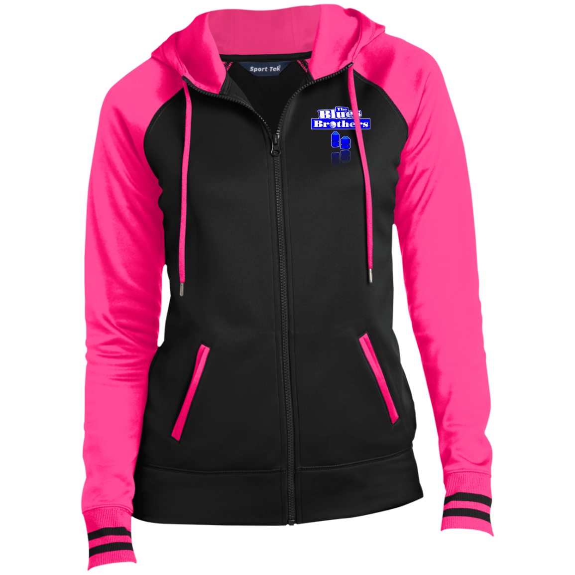 OPG Custom Design #3. Blue Tees Blues Brothers Fan Art. Ladies' Sport-Wick® Full-Zip Hooded Jacket