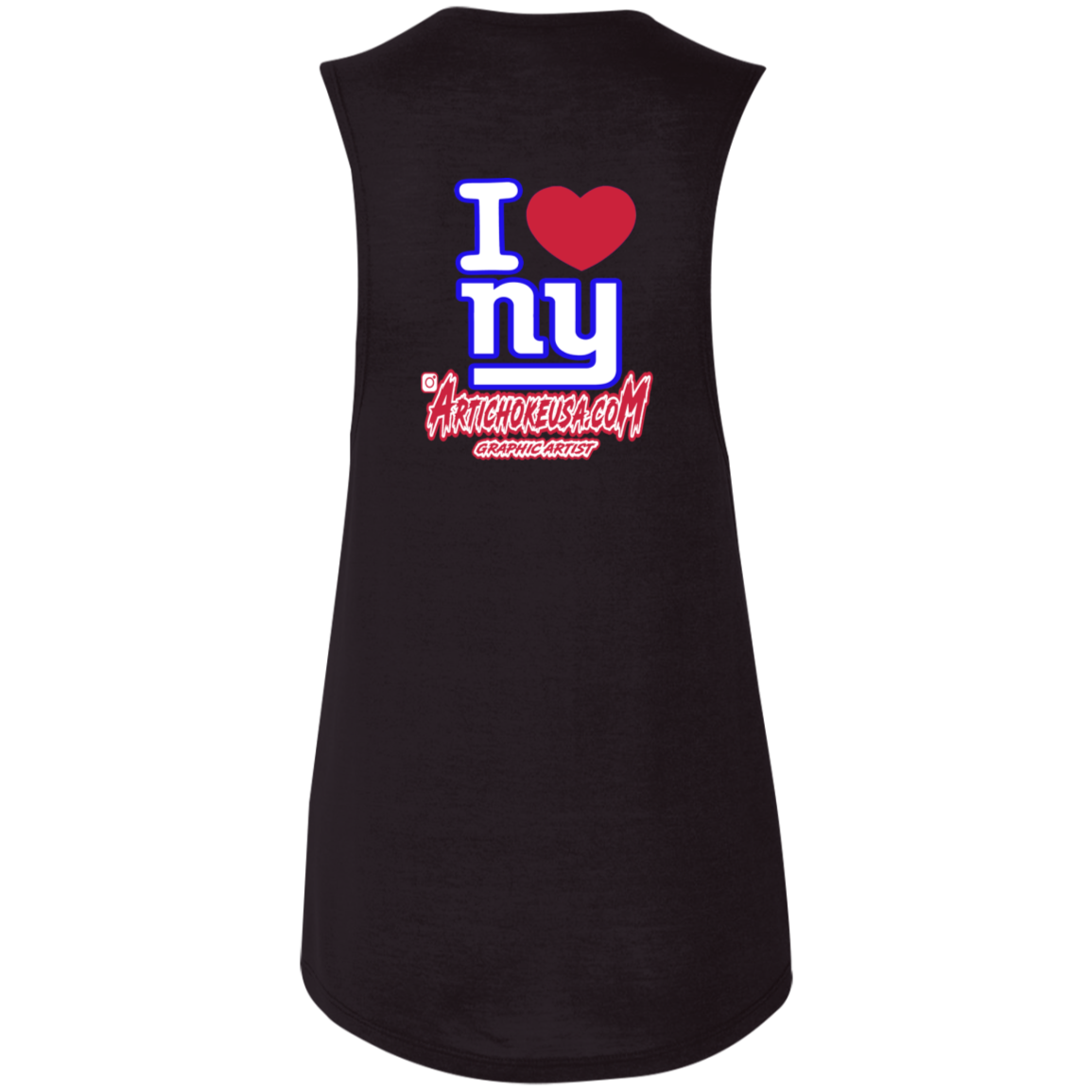 ArtichokeUSA Custom Design. I heart New York Giants. NY Giants Football Fan Art. Ladies' Flowy Muscle Tank