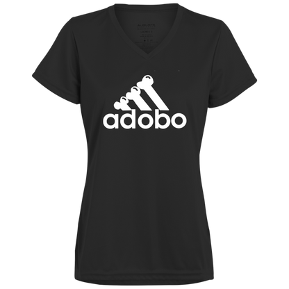 ArtichokeUSA Custom Design. Adobo. Adidas Parody. Ladies’ Moisture-Wicking V-Neck Tee