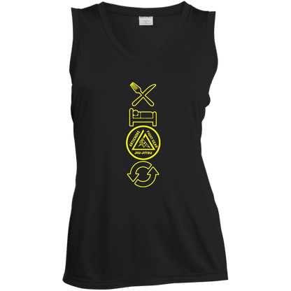 Artichoke Fight Gear Custom Design #9. EAT. SLEEP. JIU JITSU. REPEAT. Ladies' Sleeveless V-Neck Performance Tee