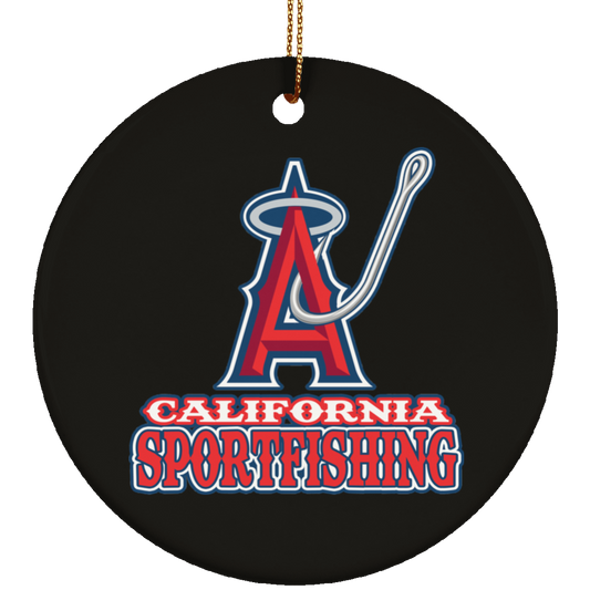 ArtichokeUSA Custom Design. Anglers. Southern California Sports Fishing. Los Angeles Angels Parody. Ceramic Circle Ornament