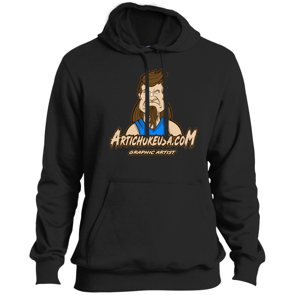 ArtichokeUSA Character and Font design. Let's Create Your Own Team Design Today. Mullet Mike. Tall Pullover Hoodie