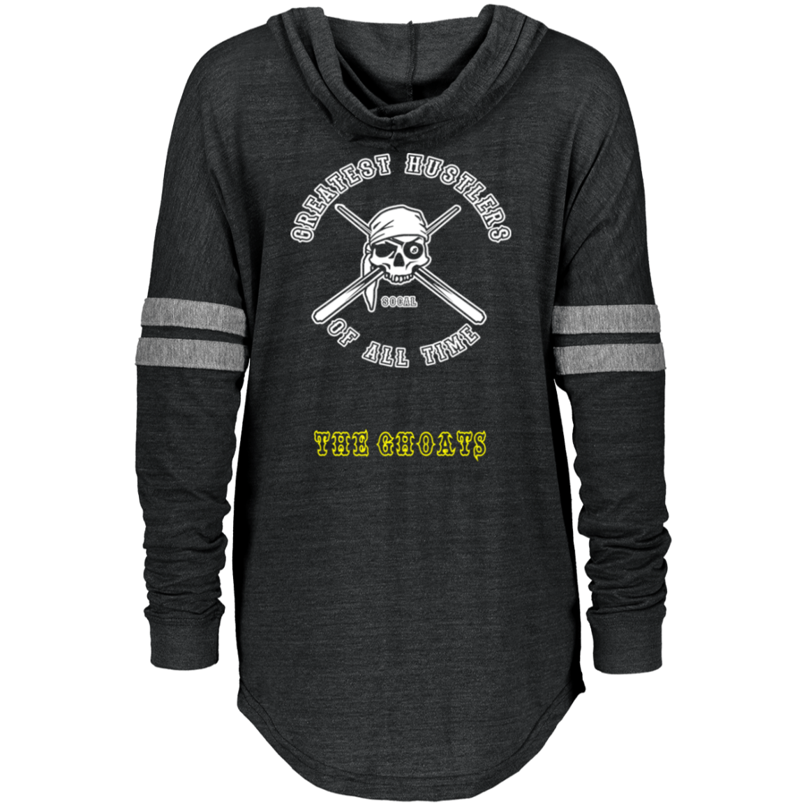 The GHOATS Custom Design. #4 Motorcycle Club Style. Ver 1/2. Ladies Hooded Low Key Pullover