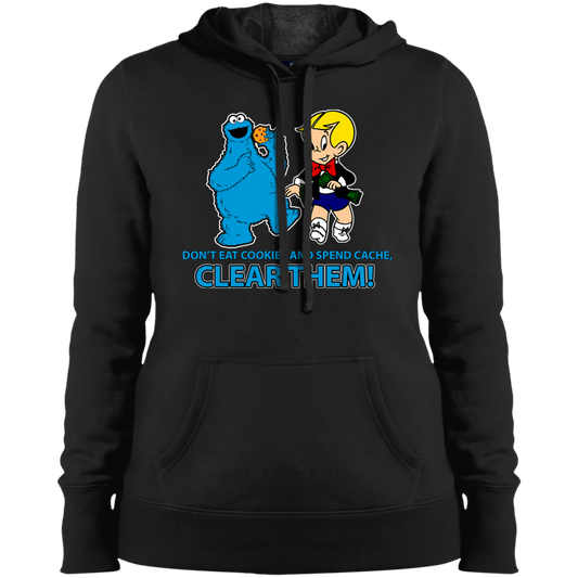 ArtichokeUSA Custom Design. Don't Eat Cookies And Spend Cache! Delete Them! Cookie Monster and Richie Rich Fan Art/Parody. Ladies' Soft Style Hoodie
