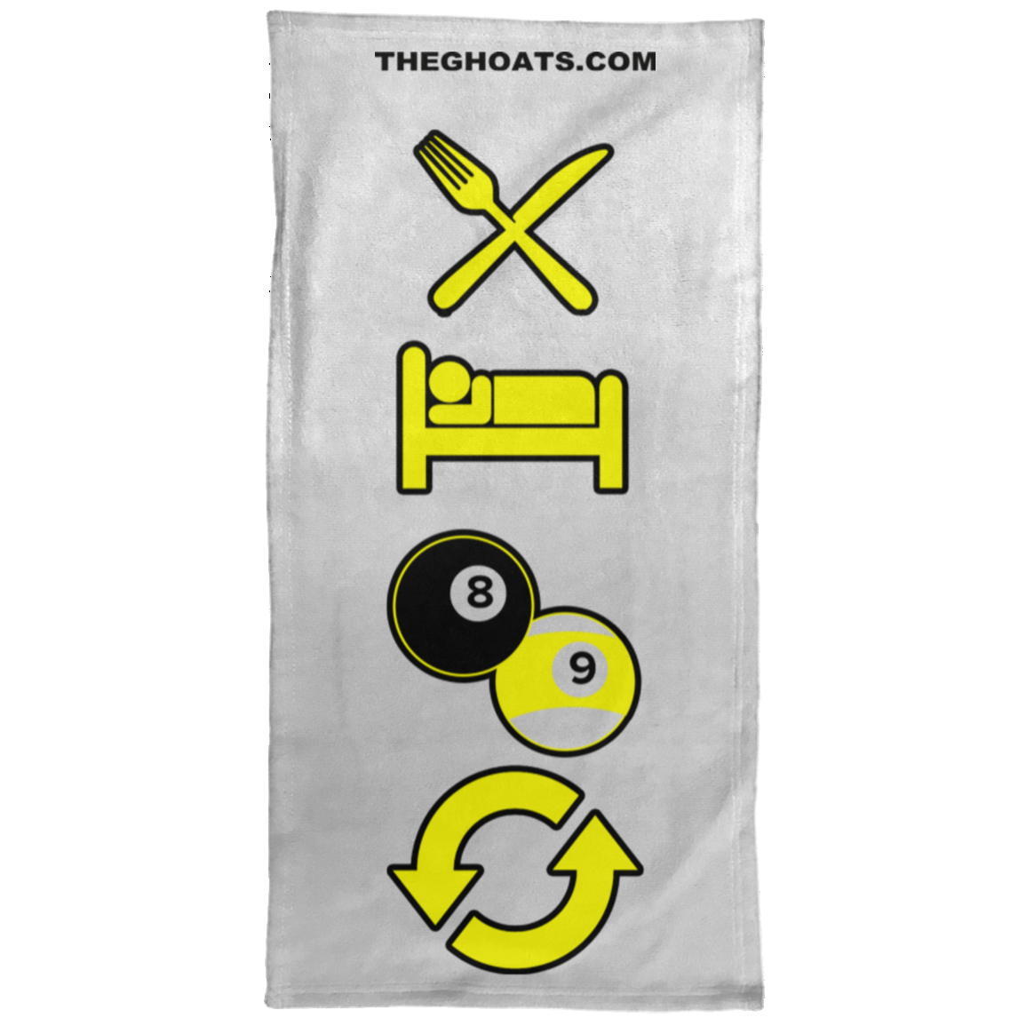 The GHOATS custom design #8. Eat. Sleep. Pool. Repeat. Pool / Billiards. Towel - 15x30