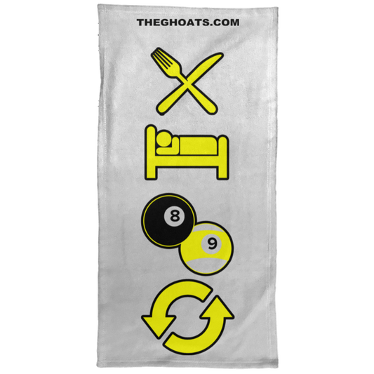 The GHOATS custom design #8. Eat. Sleep. Pool. Repeat. Pool / Billiards. Towel - 15x30