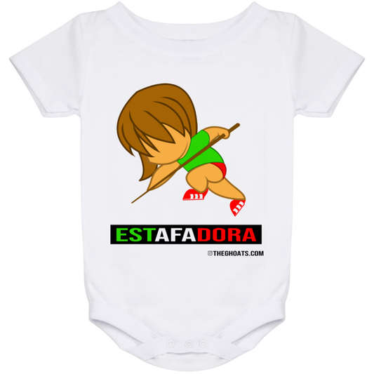 The GHOATS Custom Design. #30 Estafadora. (Spanish translation for Female Hustler). Baby Onesie 24 Month