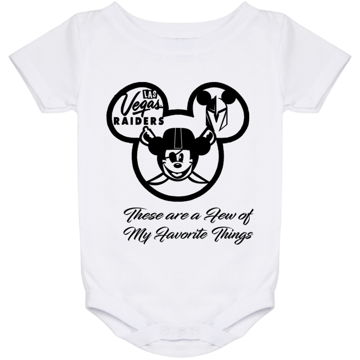 ArtichokeUSA Custom Design. Las Vegas Raiders & Mickey Mouse Mash Up. Fan Art. Parody. Baby Onesie 24 Month